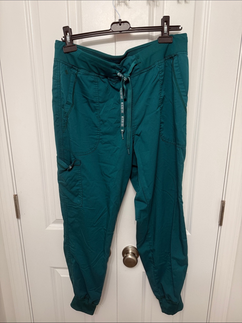 Med Couture Teal Drawstring Cargo Joggers